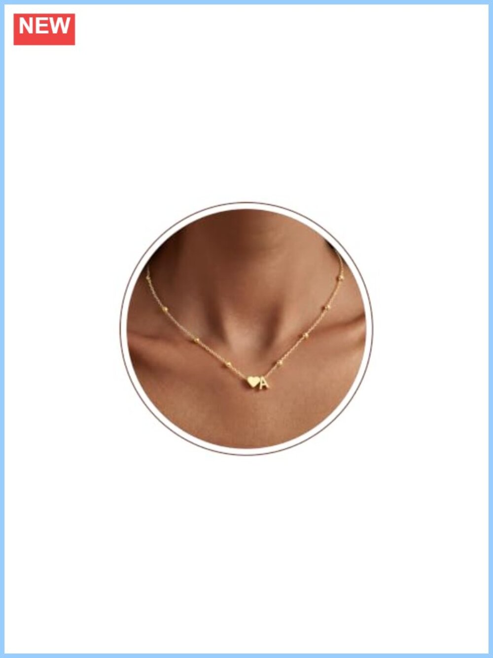 14K Gold Plated Heart Initial Necklace for Women, Letter A-Z Charm, Dainty Gift